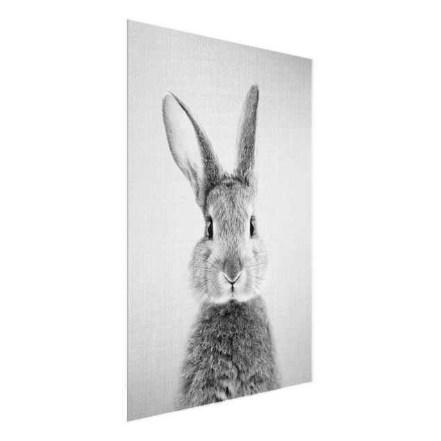 Glasbilder Tiere Hase Hilbert Schwarz Weiß