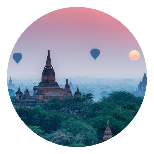 Design Tapete Heißluftballons über Tempelanlage