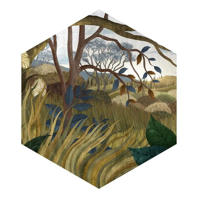 Hexagon Tapete selbstklebend - Herbstliche Idylle