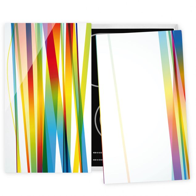 Herdabdeckplatten Glas Rainbow Stripes