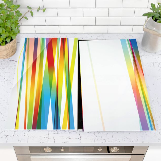 Herdabdeckplatte Glas - Rainbow Stripes