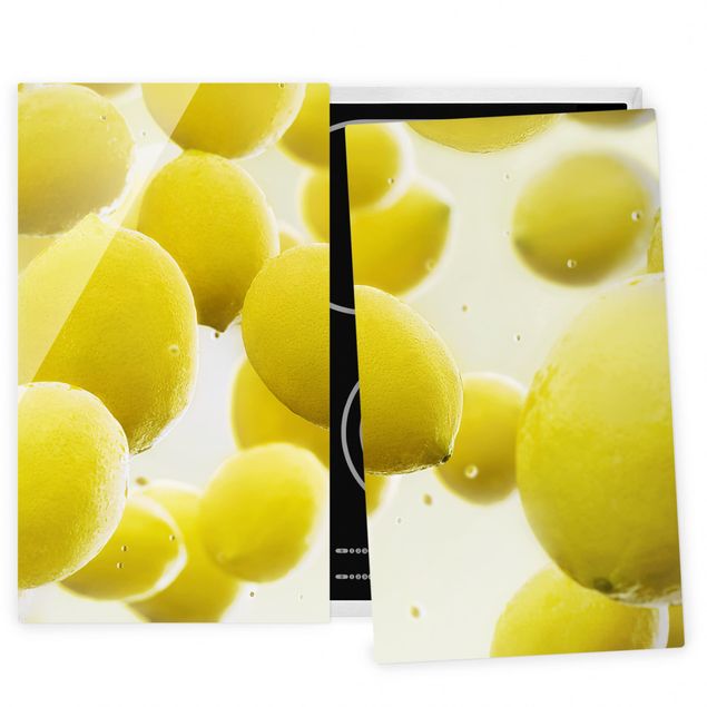 Glas Herdabdeckplatten Zitronen im Wasser