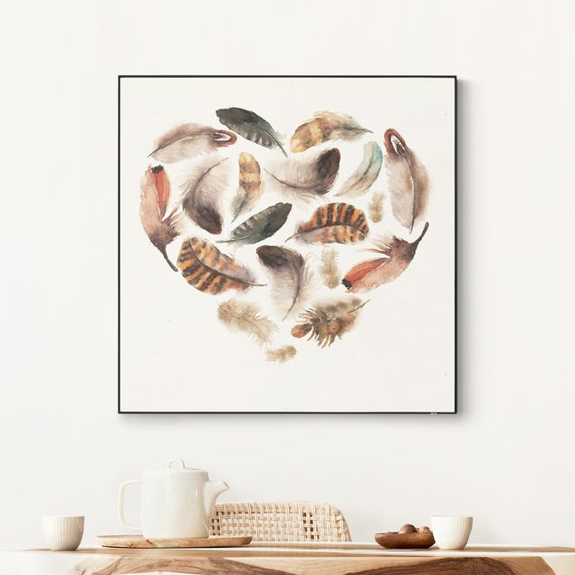 Wandbilder Tiere Herz aus Federn