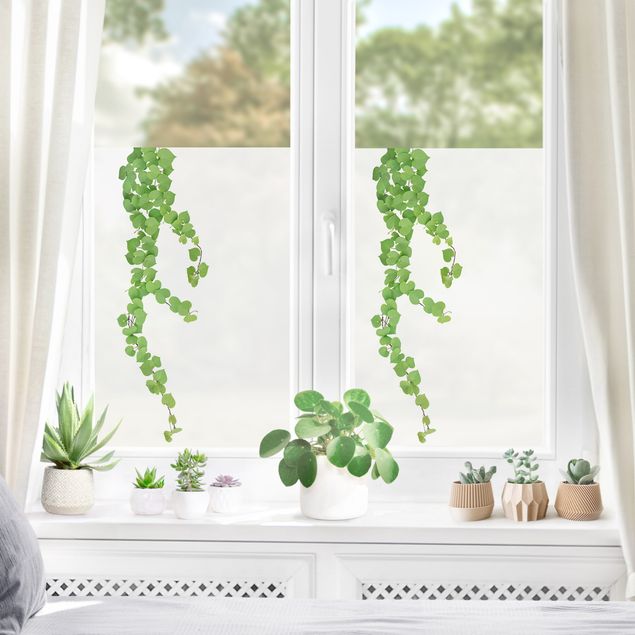 Fensterbild grün Herzförmige Blätter Ranke