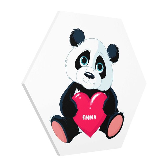 Hexagon Bilder Panda mit Herz