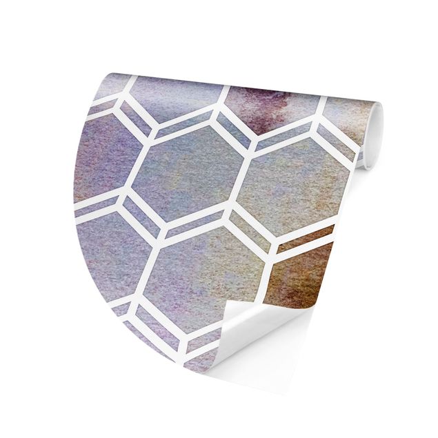 Tapeten Muster Hexagonträume Aquarell in Beere