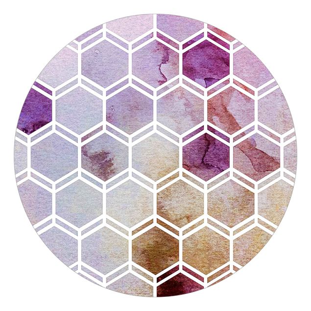 Moderne Tapeten Hexagonträume Aquarell in Beere