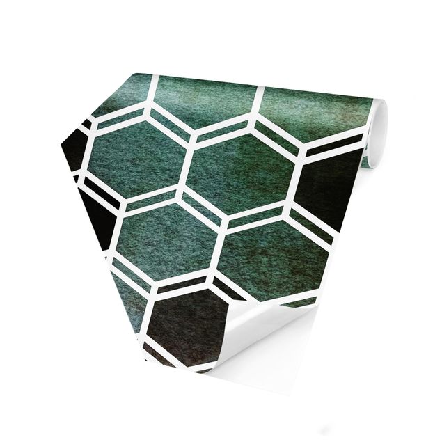 Moderne Tapeten Hexagonträume Aquarell in Grün