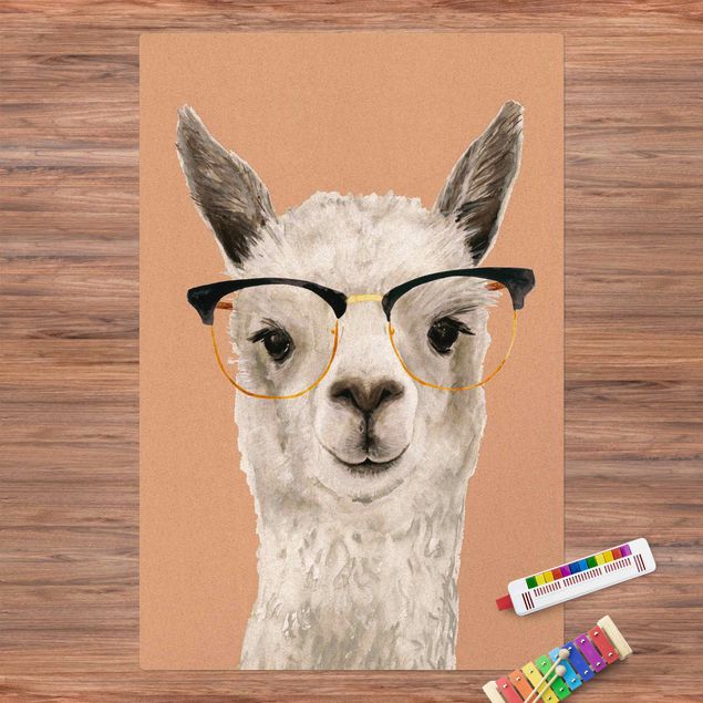 Teppiche Hippes Lama mit Brille I