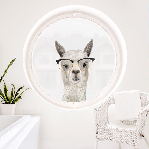 Fensterfolie Wohnzimmer Hippes Lama mit Brille I