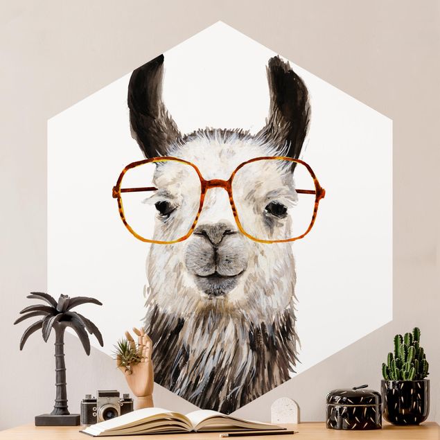 Fototapete modern Hippes Lama mit Brille IV