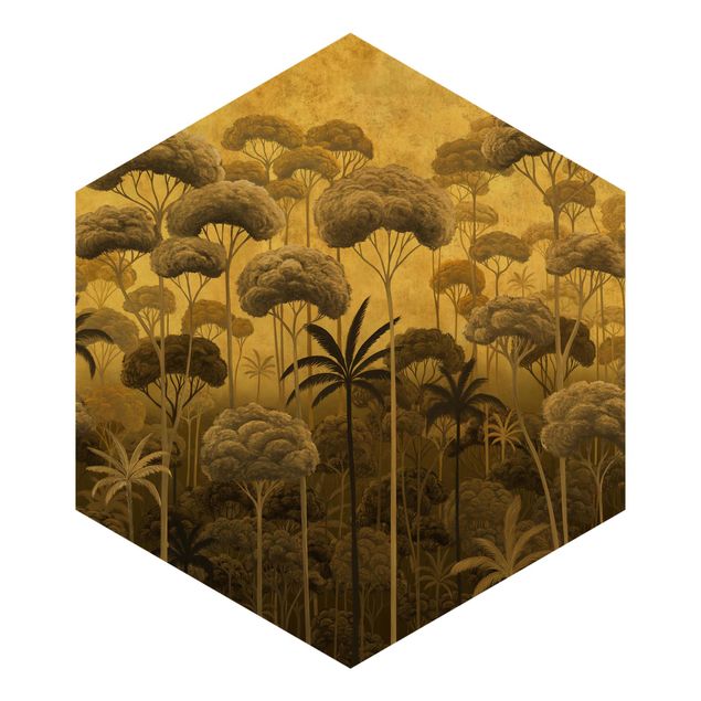 Fototapete Hohe Bäume im Dschungel in goldener Tönung