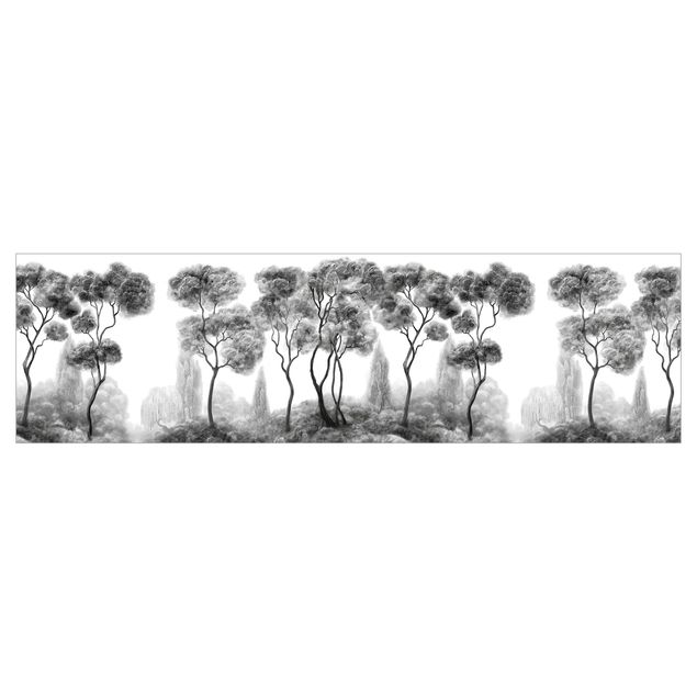 Selbstklebende Folie Hohe Bäume schwarz-weiß