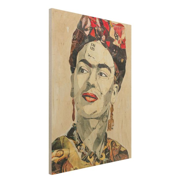 Holzbilder modern Frida Kahlo - Collage No.2