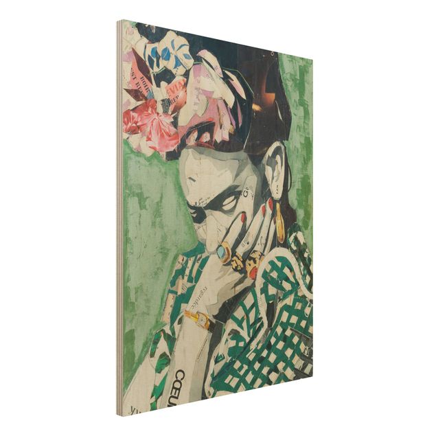 Holzbilder modern Frida Kahlo - Collage No.3