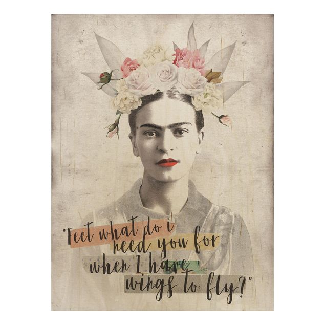 Holzbilder modern Frida Kahlo - Quote