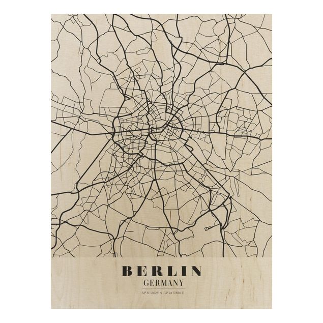 Holzbilder Spruch Stadtplan Berlin - Klassik