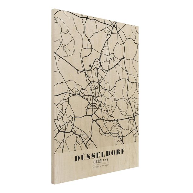 Moderne Holzbilder Stadtplan Düsseldorf - Klassik
