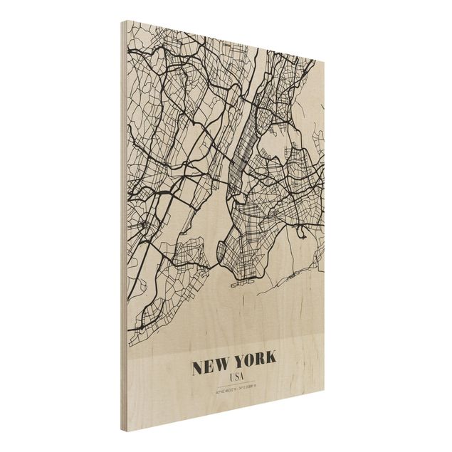 Moderne Holzbilder Stadtplan New York - Klassik