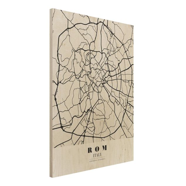 Moderne Holzbilder Stadtplan Rom - Klassik