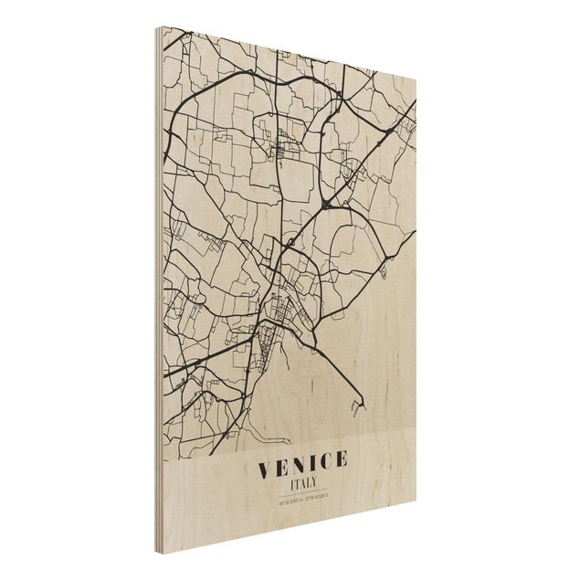 Moderne Holzbilder Stadtplan Venice - Klassik