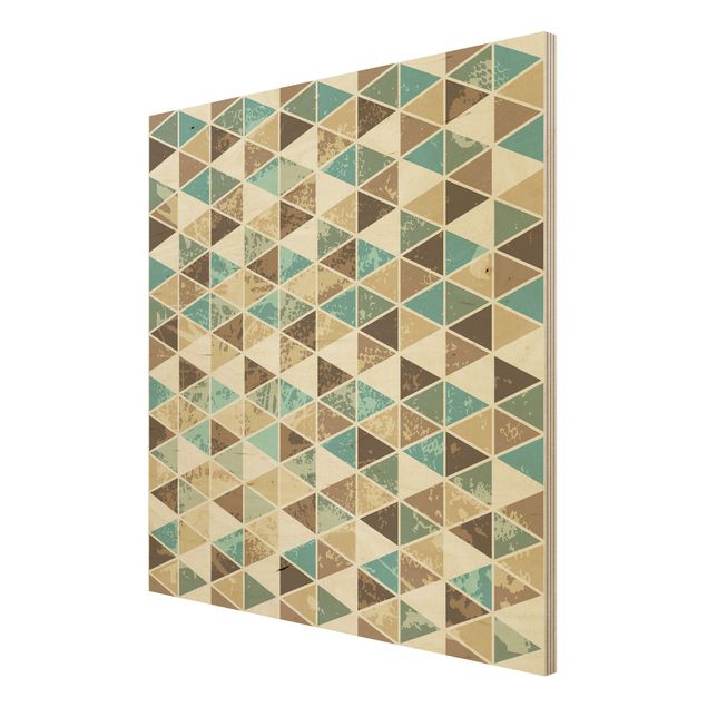 Wandbild Holz - Dreieck Rapportmuster - Quadrat 1:1