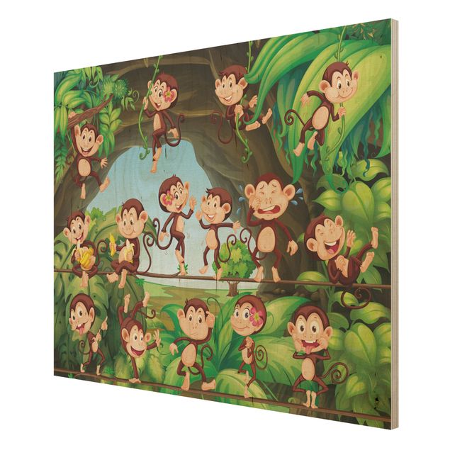 Holzbild - Dschungelaffen - Quer 4:3 Wandbild aus Holz