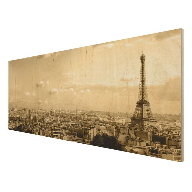 Wandbild Holz I Love Paris