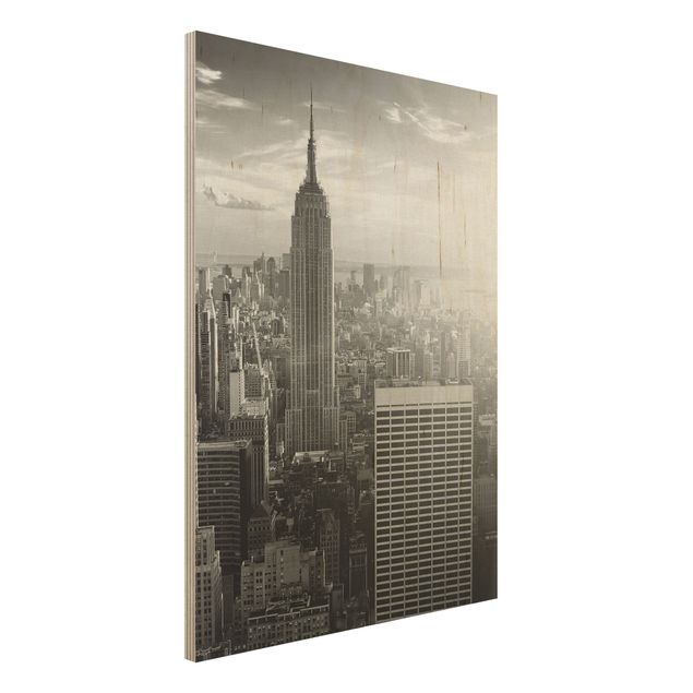 Moderne Holzbilder Manhattan Skyline
