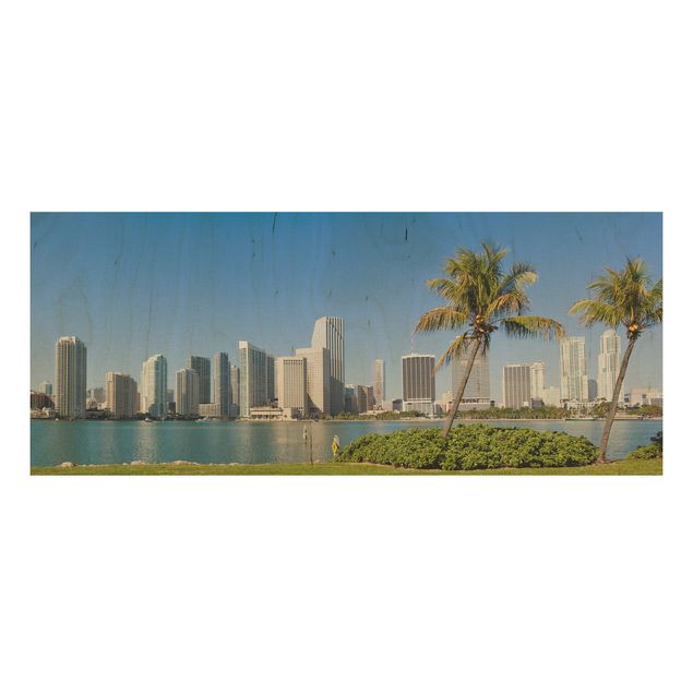 Holzbilder Landschaften Miami Beach Skyline