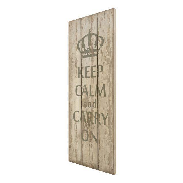 Holzbild mit Spruch No.RS183 Keep Calm and carry on