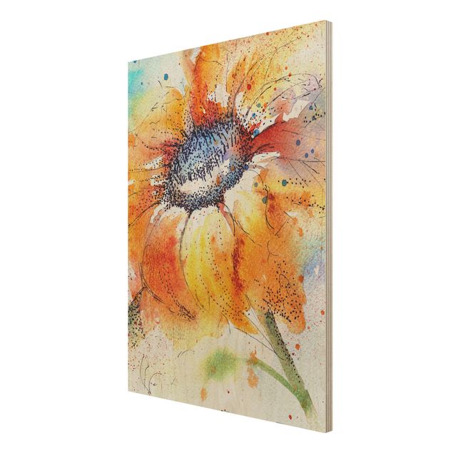 Holzbilder Painted Sunflower