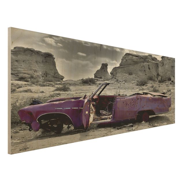Holzbilder Vintage Pink Cadillac