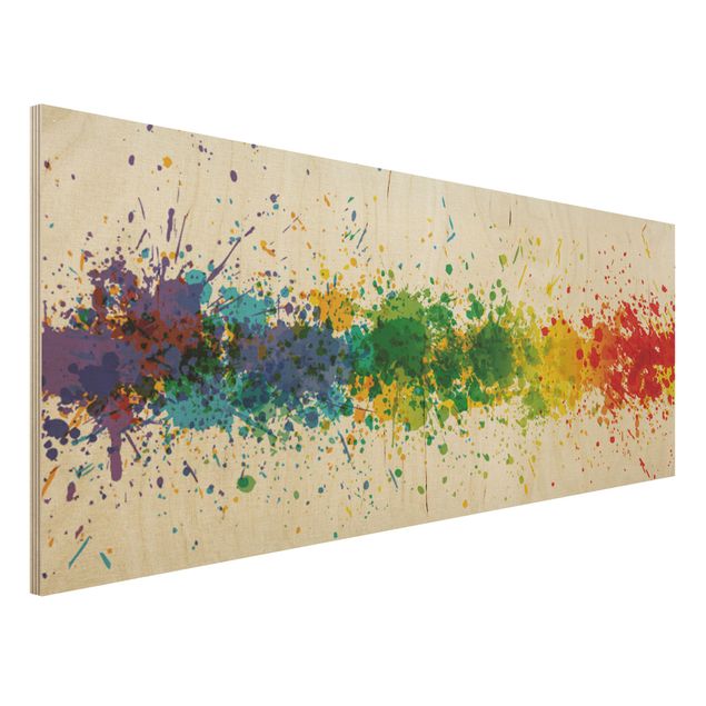 Holzbilder modern Rainbow Splatter