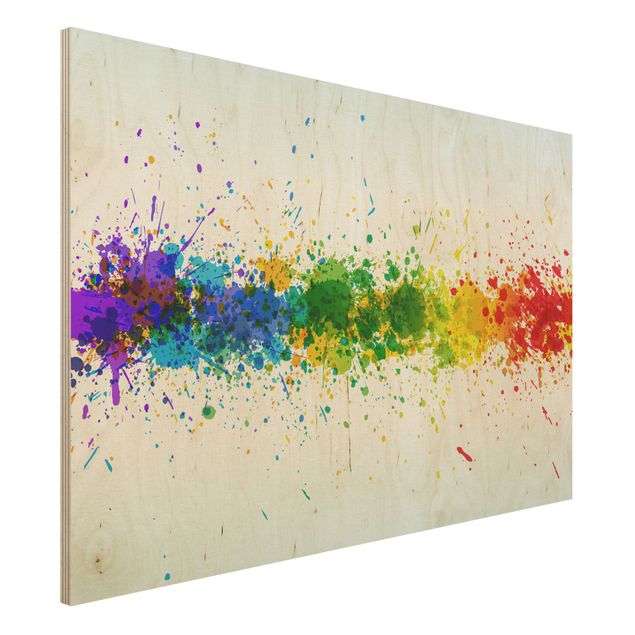 Moderne Holzbilder Rainbow Splatter