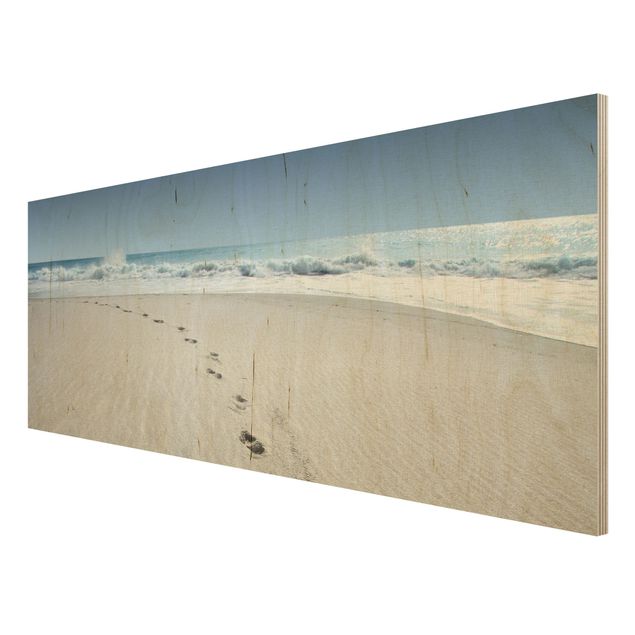 Holzbilder modern Spuren im Sand