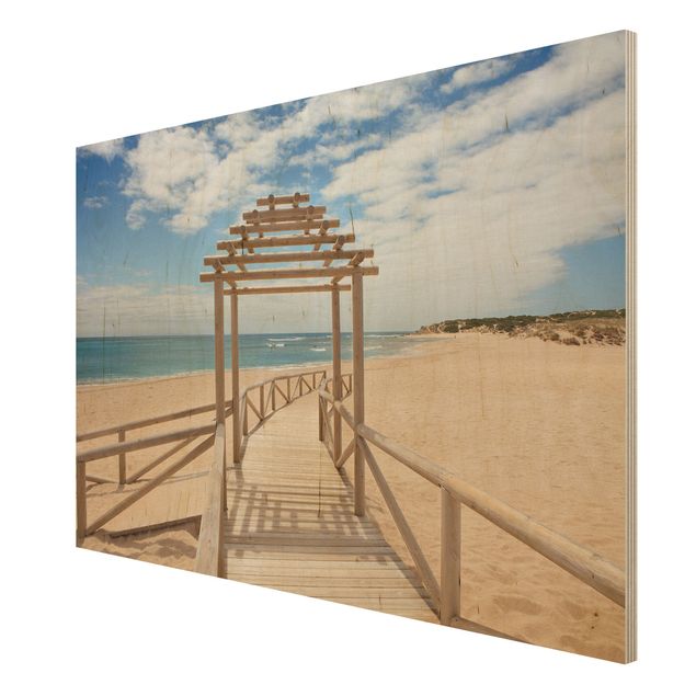 Holzbilder modern Strandpfad zum Meer in Andalusien