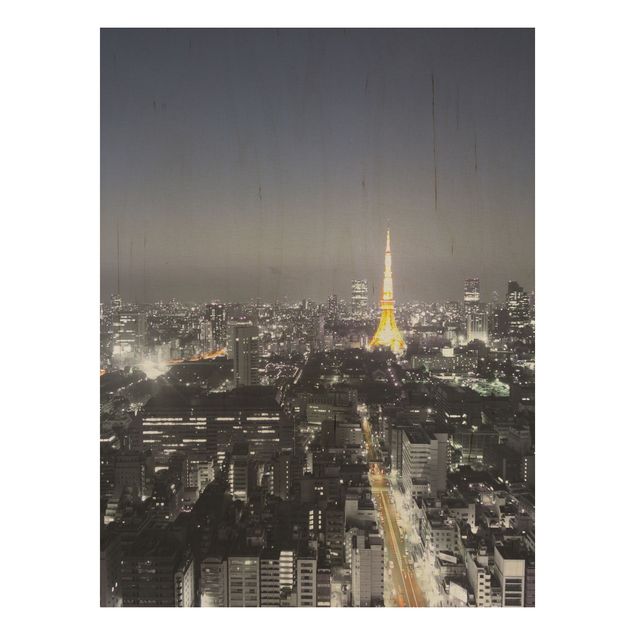 Holzbild Skyline Tokio