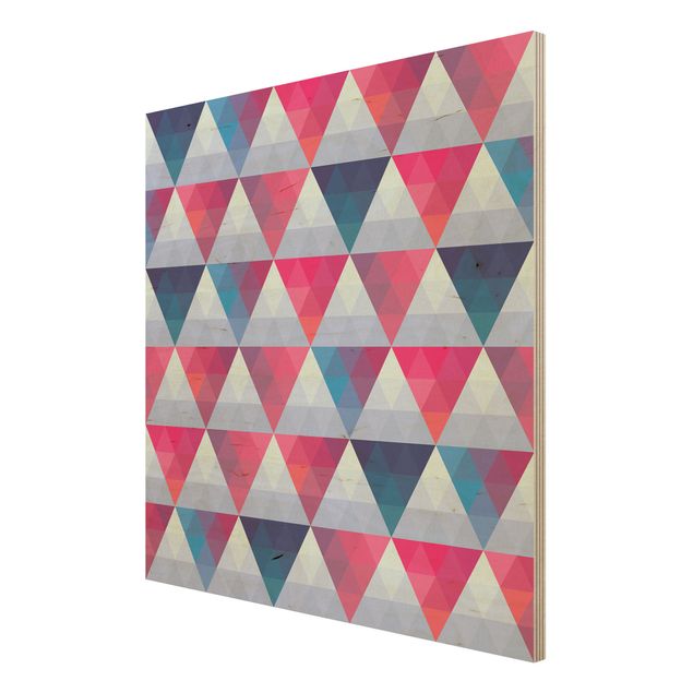 Wandbild aus Holz - Triangle Muster Design - Quadrat 1:1
