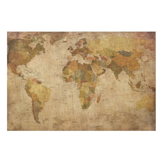 Holzbilder modern Weltkarte