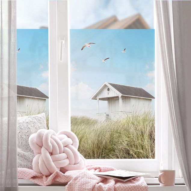 Fensterfolie Farbig Holzhütte am Strand