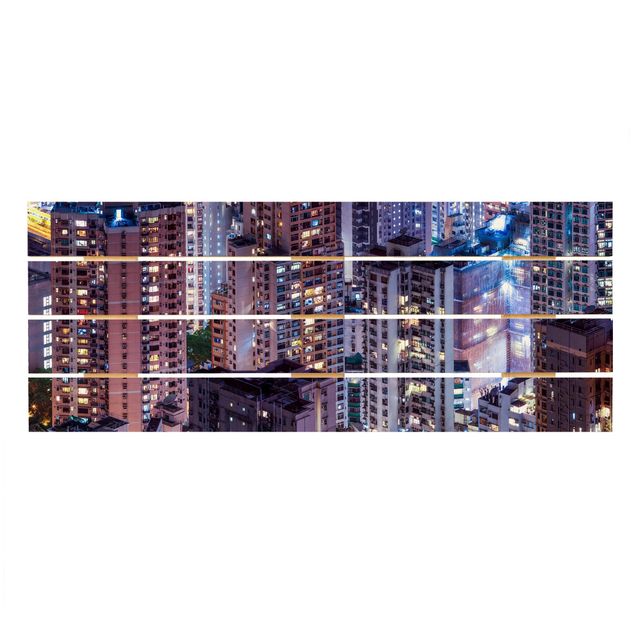 Holzbild - Hongkong Lichtermeer - Panorama