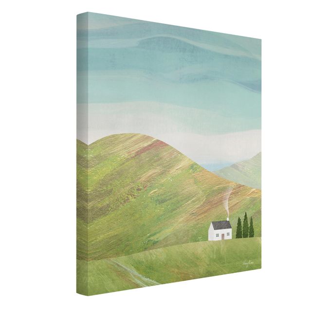 Leinwandbild Kunstdruck Hütte in den Bergen