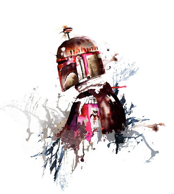 Fototapete modern Star Wars Watercolor Boba Fett