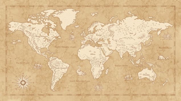 Fototapete modern Vintage World Map