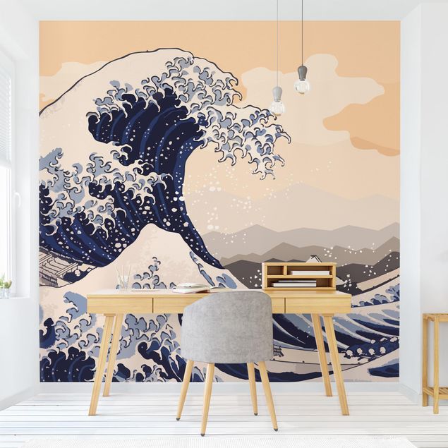 Fototapete Natur Illustration - Die große Welle von Kanagawa