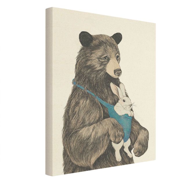 Bilder auf Leinwand Illustration Bär und Hase Baby