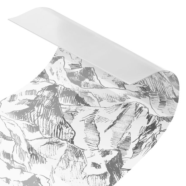 Duschrückwand - Illustration Berglandschaft Grau