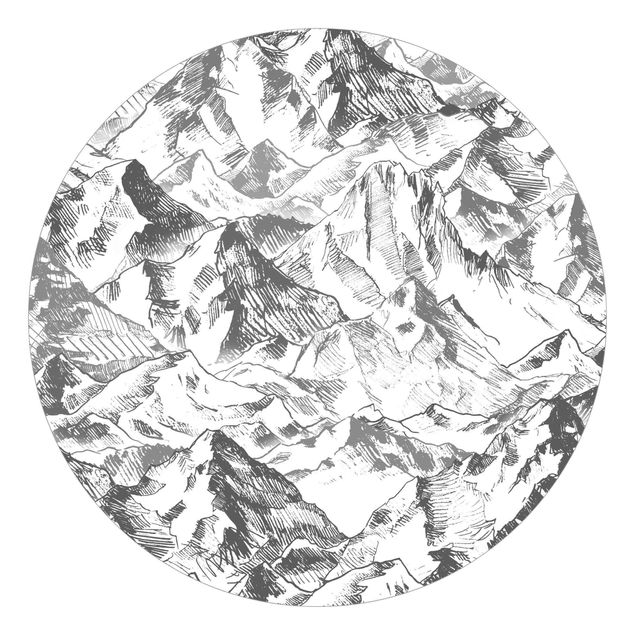 Tapete grau Illustration Berglandschaft Grau