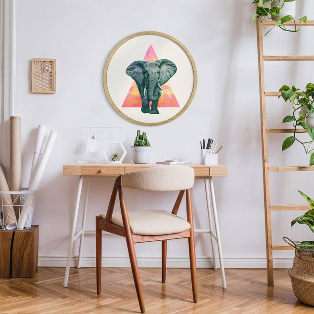 Wandbilder Tiere Illustration Elefant vor Dreieck Malerei